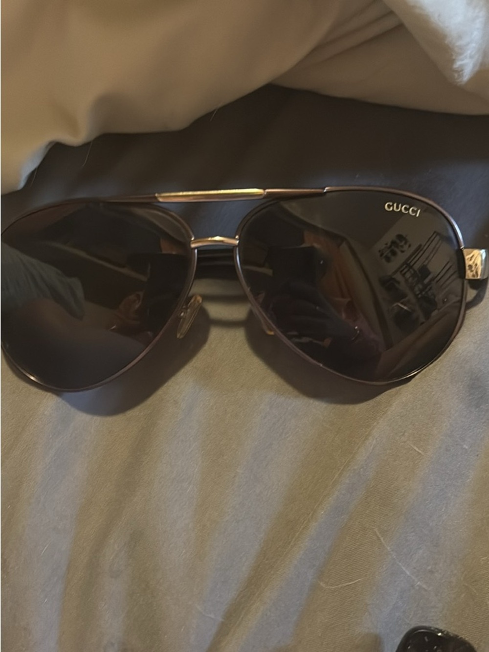 Black Gucci Aviator Sunglasses - Picture 6 of 7